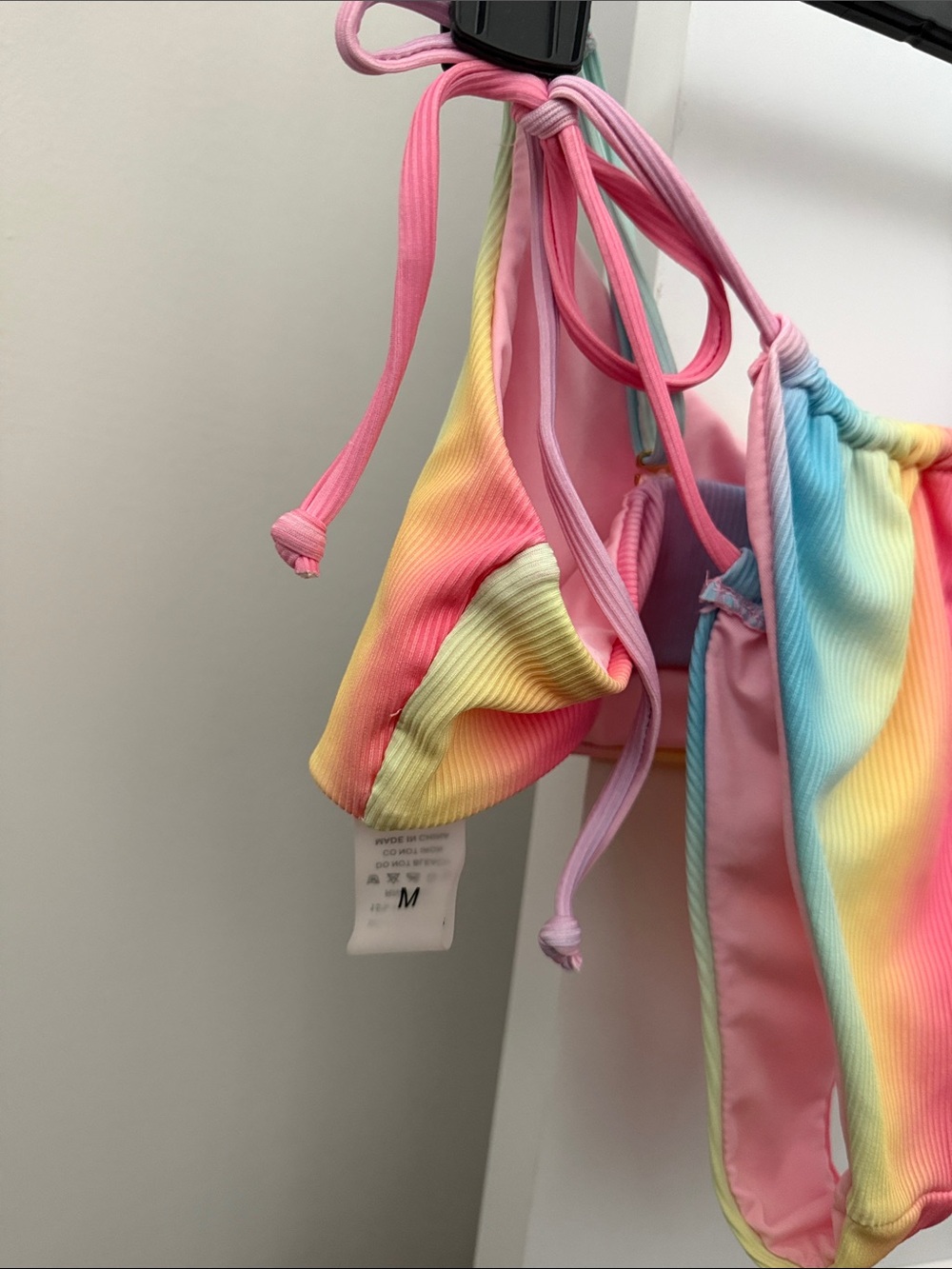 Rainbow Tie-Dye Ribbed String Bikini Set - Picture 5 of 5